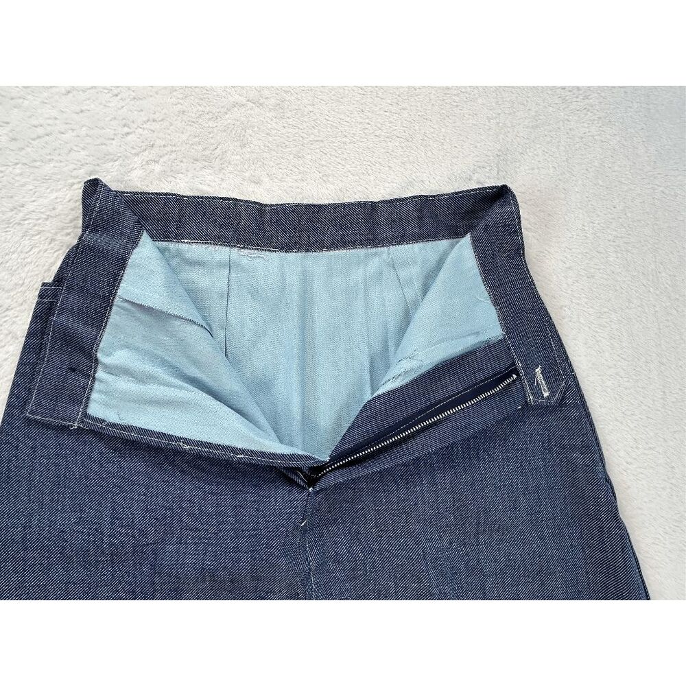 Vintage 1970s Denim Mid Length Skirt 100% Cotton NWT A Line Size 14/ 28" Waist - Picture 7 of 8